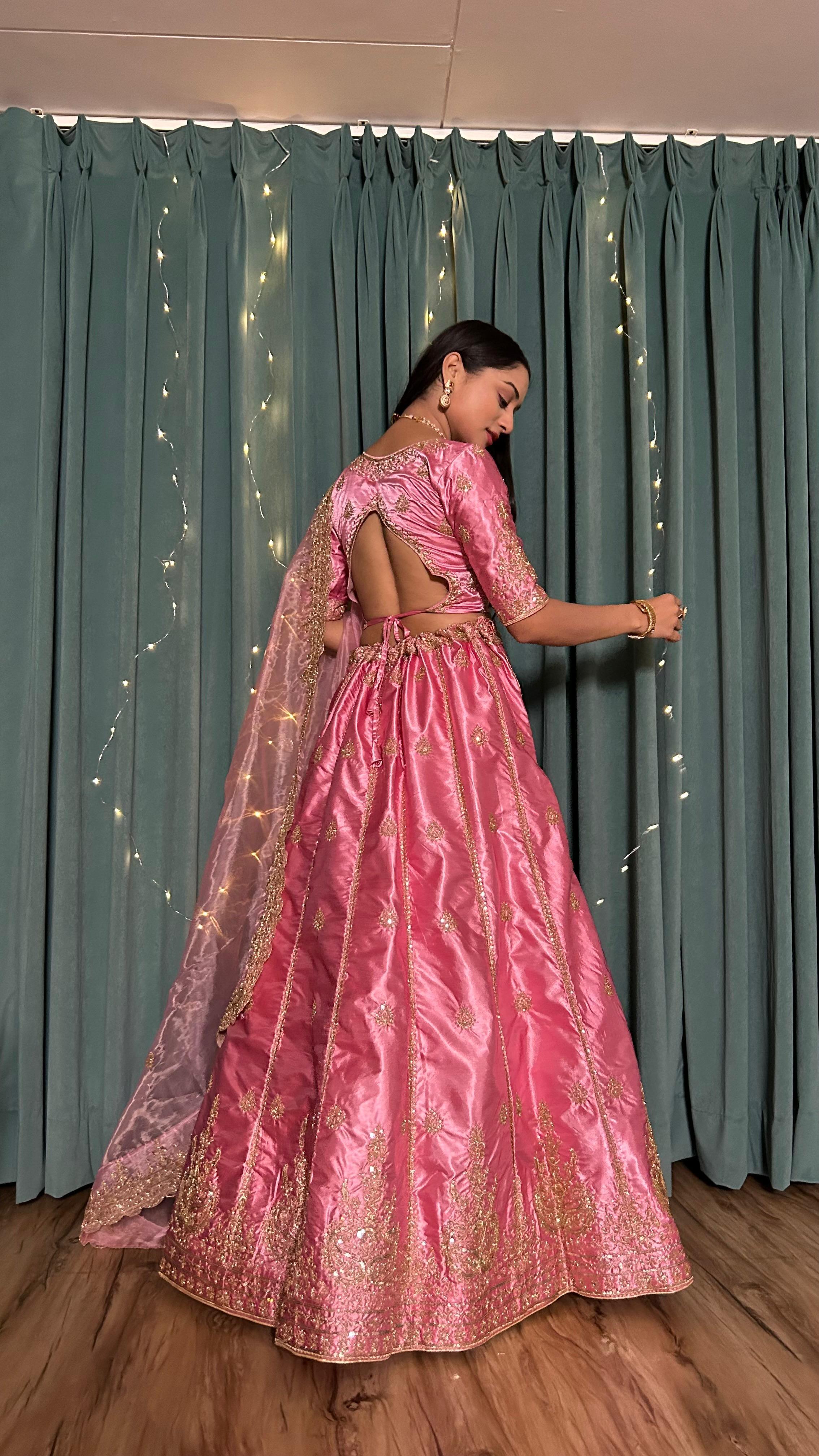 Silk Lehenga With Dori - Color: Pink