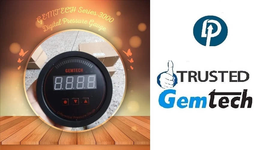 Gemtech Series 3000 Digital Pressure Gauge - Abs Plastic, 100mm Dial, Matte Black Finish | Accurate To ±1% Fs, Digital Display, Measures Gas And Steam