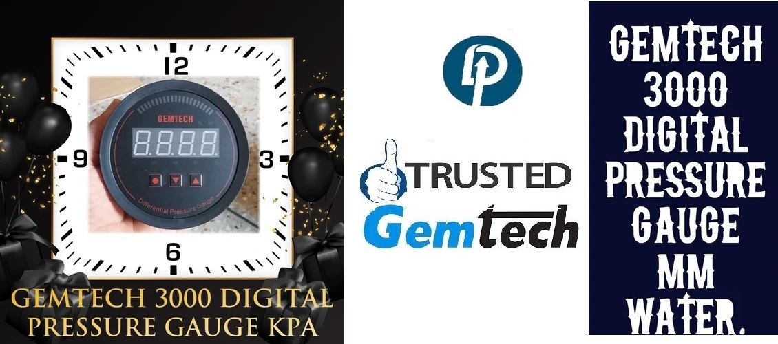 Gemtech Series 3000 Digital Pressure Gauge - Abs Plastic, 100mm Dial, Matte Black Finish | Accurate To ±1% Fs, Digital Display, Measures Gas And Steam