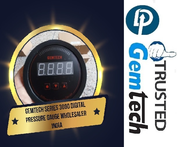 Gemtech Series 3000 Digital Pressure Gauge - Abs Plastic, 100mm Dial, Matte Black Finish | Accurate To ±1% Fs, Digital Display, Measures Gas And Steam