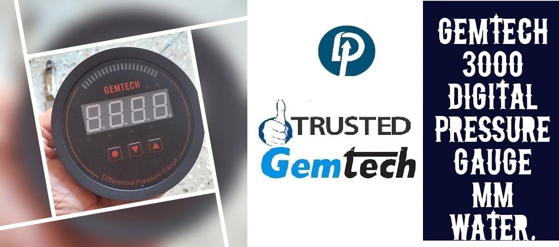 Gemtech Series 3000 Digital Pressure Gauge - Abs Plastic, 100mm Dial, Matte Black Finish | Accurate To ±1% Fs, Digital Display, Measures Gas And Steam