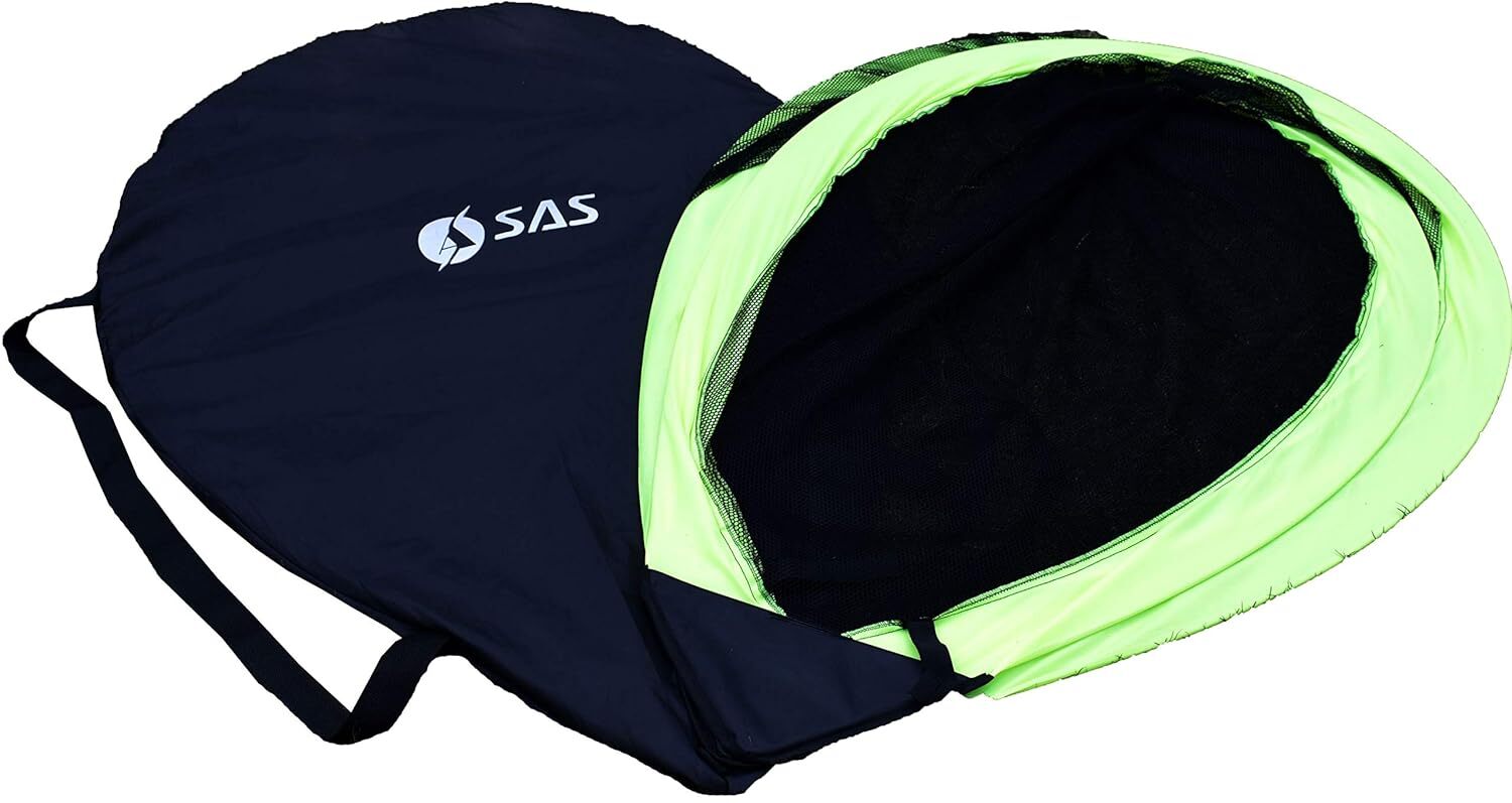 Portable Pop-up Soccer Goal - Medium Size, Durable Nylon Build | Effortless Assembly, Compact Folding Design, Multicolour, Perfect For Cricket Practice And Casual Play