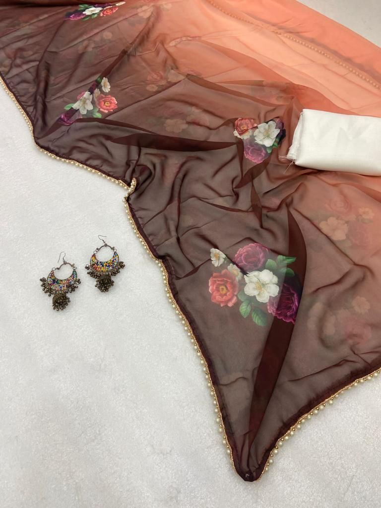 Geeorgette Print Saree-1 - Color: Black