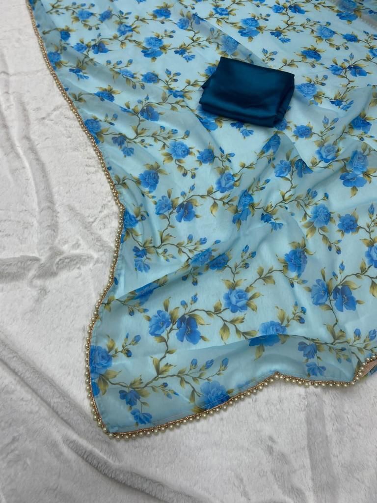 Geeorgette Print Saree-1 - Color: Black