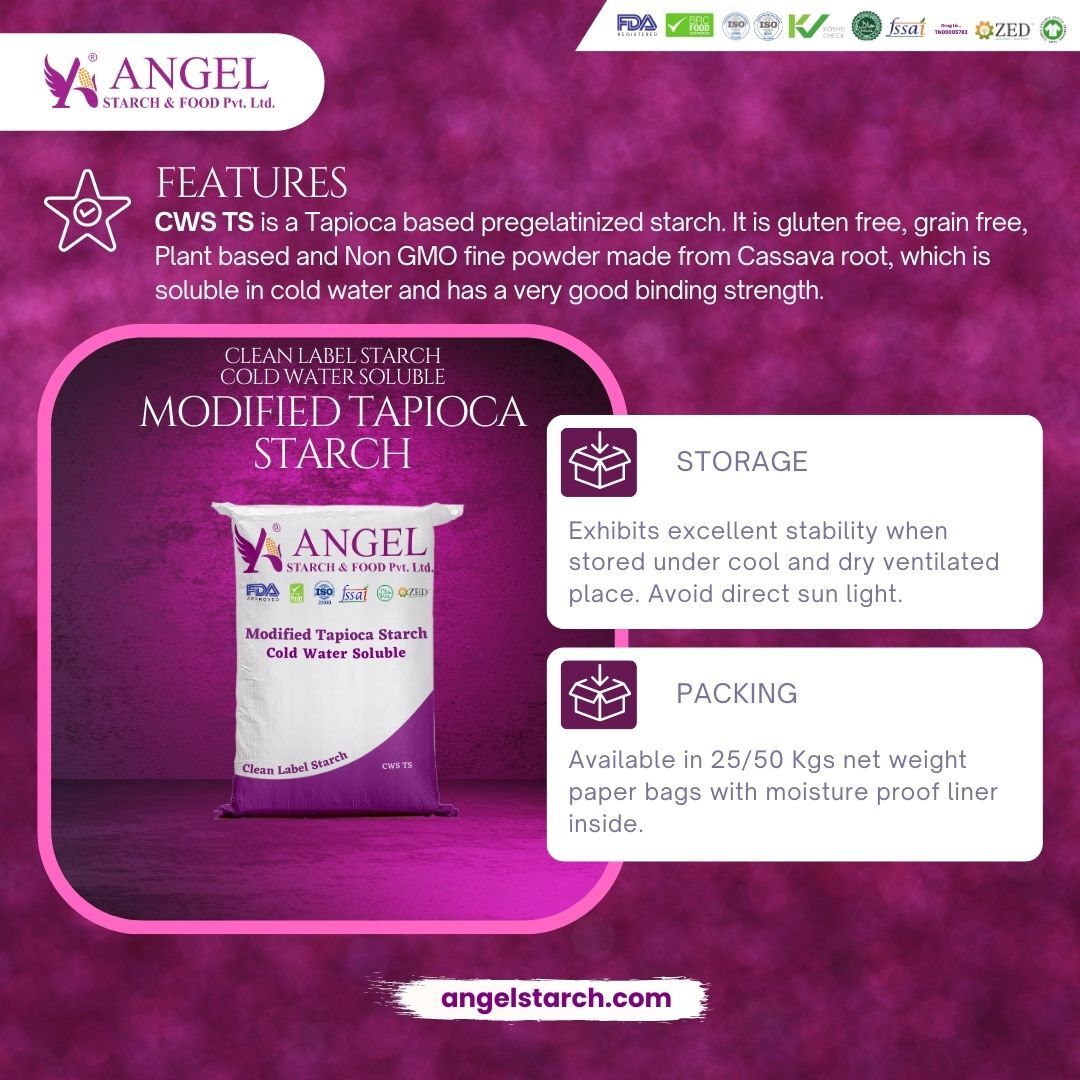 Clean Label Starch Cold Water Soluble Tapioca Starch (Pregel Starch) For Cream Fillings