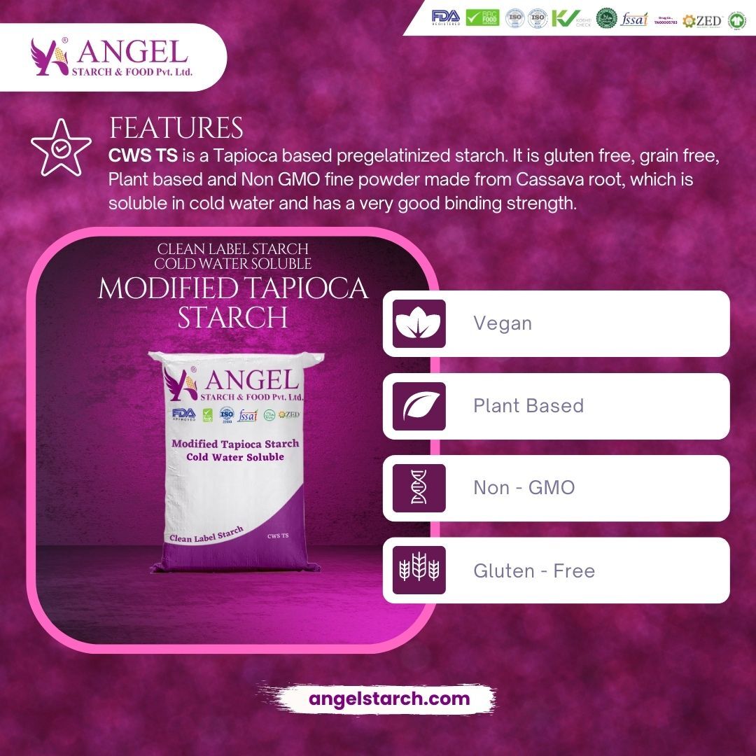 Clean Label Starch Cold Water Soluble Tapioca Starch (Pregel Starch) For Cream Fillings