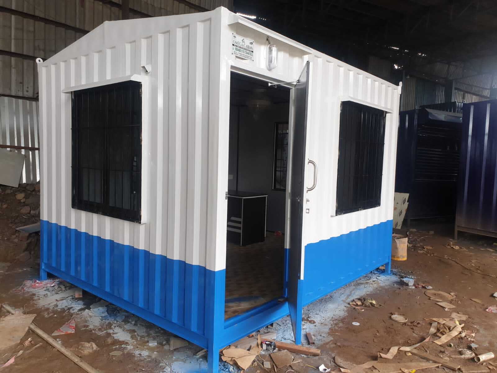 Portable Office Cabin - Steel Construction, 20x10x8.6 Feet Dimensions, Pristine White Color, Long Lifespan, One Door, Three Windows