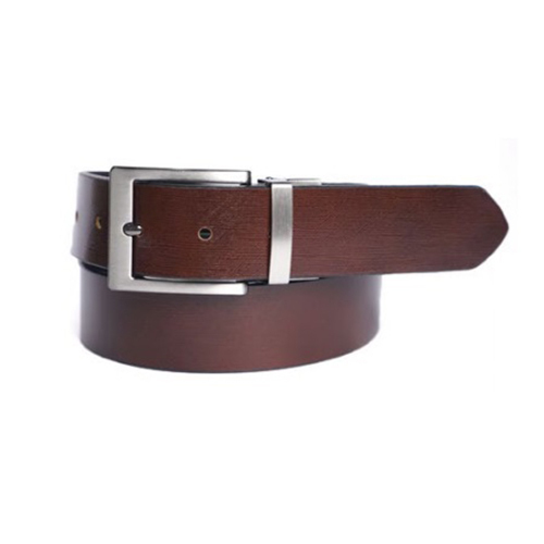 Leather Belt - Leather Material, Brown Color | Steel Buckle, Plain Style for Men