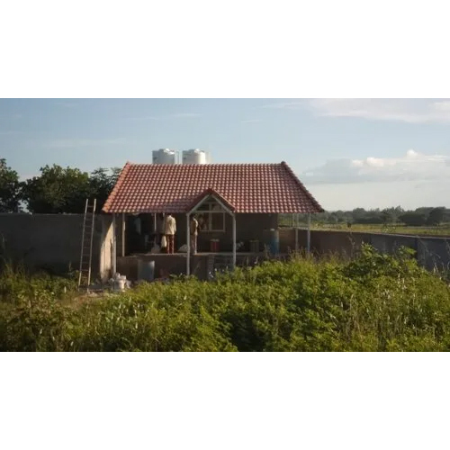Roofing Clay Tile - Brown Clay Material, Flat Pattern, Coated Finish | Exterior Surface Treatment, Designed for Residential Use