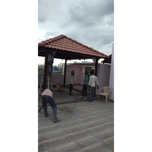Clay Tiles Gazebo - Clay Material, Flat Pattern, Color Coated Brown | Exterior Use, Ideal for Roof Applications