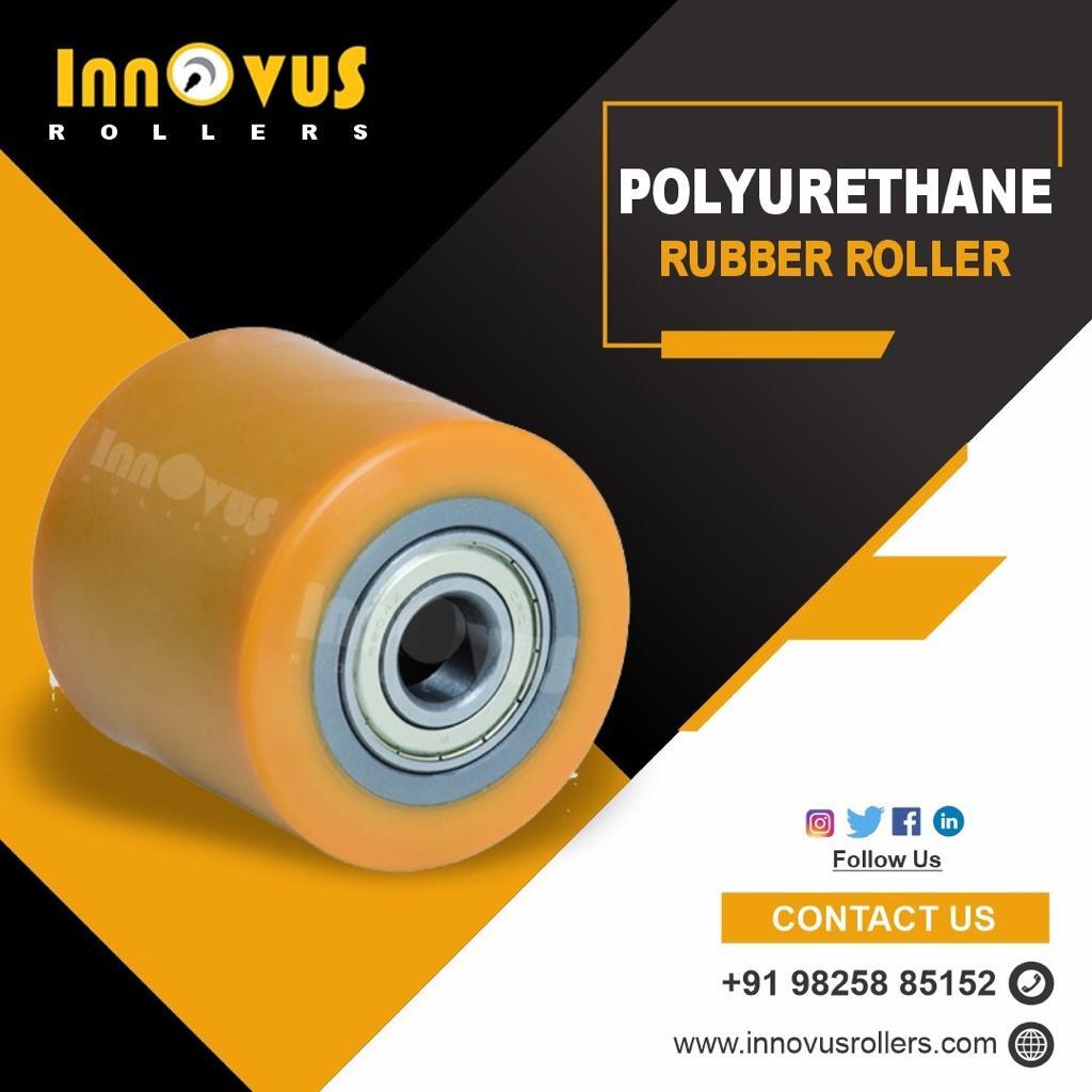 Polyurethane Rubber Roller - Customized Size, Yellow Color | High Mechanical Strength, Excellent Wear And Impact Resistance, Energy Efficient Design, Hydrolytic Stability, Noise Cancelling For Dynamic Loads