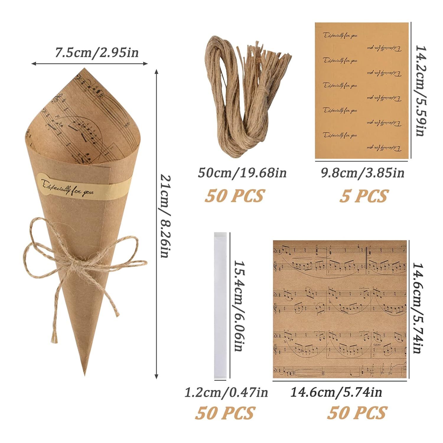 Wedding Confetti Cone Paper - Sturdy Kraft Paper | 1 Wedding Stand Box (11.81"x7.87"x1.97") With 20 Cone Holes & Blank Kraft Paper For Diy Crafts