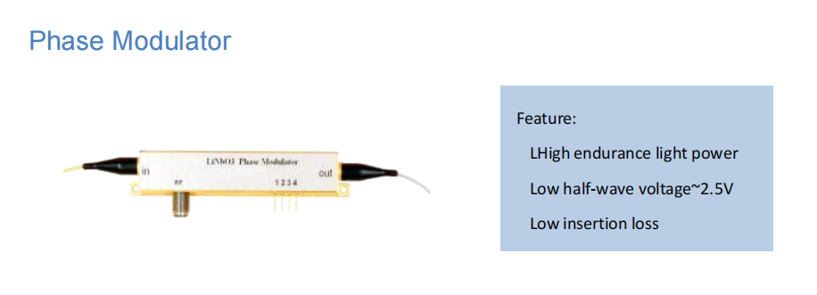 Rof Electro Optic Lithium Niobate 1550nm Phase Modulator Application: Industrial