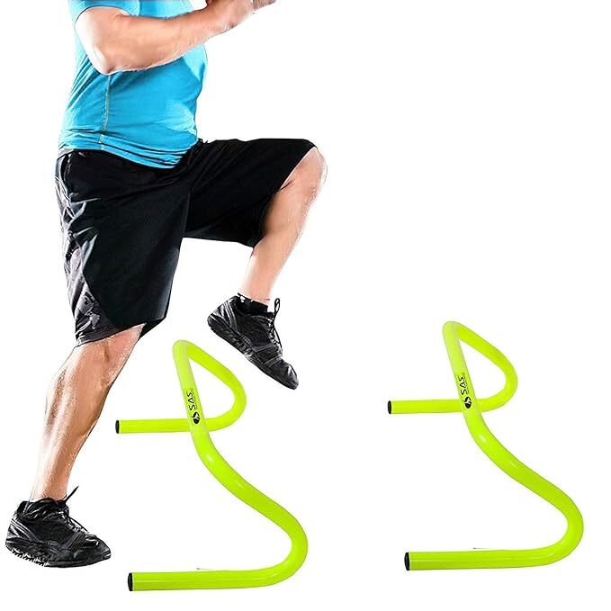 Sas Sports Training Hurdles For Field Training And Speed Coordination - Plastic, 6 Inch, Fluorescent Green | Set Of 6 Agility Hurdles With Carry Strap, Ideal For All Age Groups
