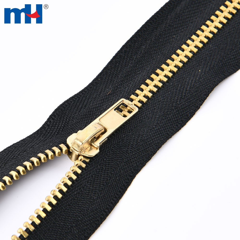 Metal Zipper Brass Jean Zipper No. 3 Non-separating Closed-end Zipper