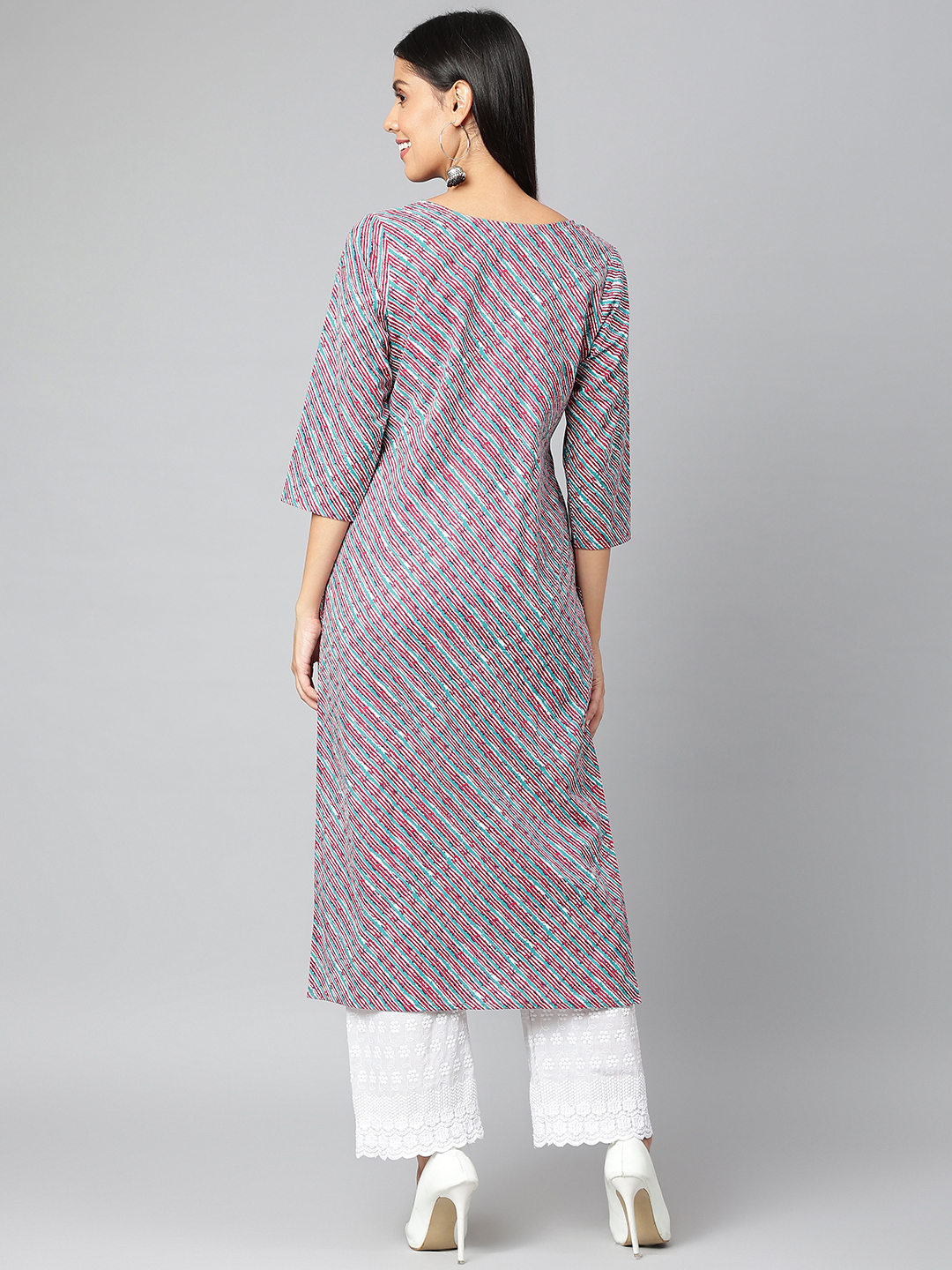 Women Floral Print Straight Kurti - Cotton, Sizes S-xxl | Blue Color, Full Sleeves, Washable, Quick Dry, All Season