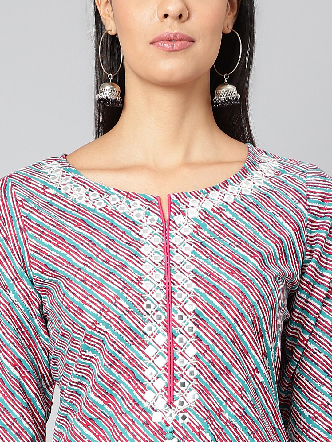 Women Floral Print Straight Kurti - Cotton, Sizes S-xxl | Blue Color, Full Sleeves, Washable, Quick Dry, All Season
