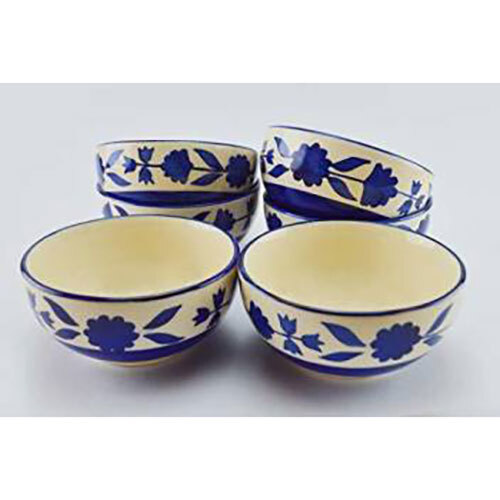 Ceramic Soup Bowl - High-Quality Ceramic, Various Sizes , White and Blue Color Combination, Ideal for Industrial Use, Durable and Easy to Clean