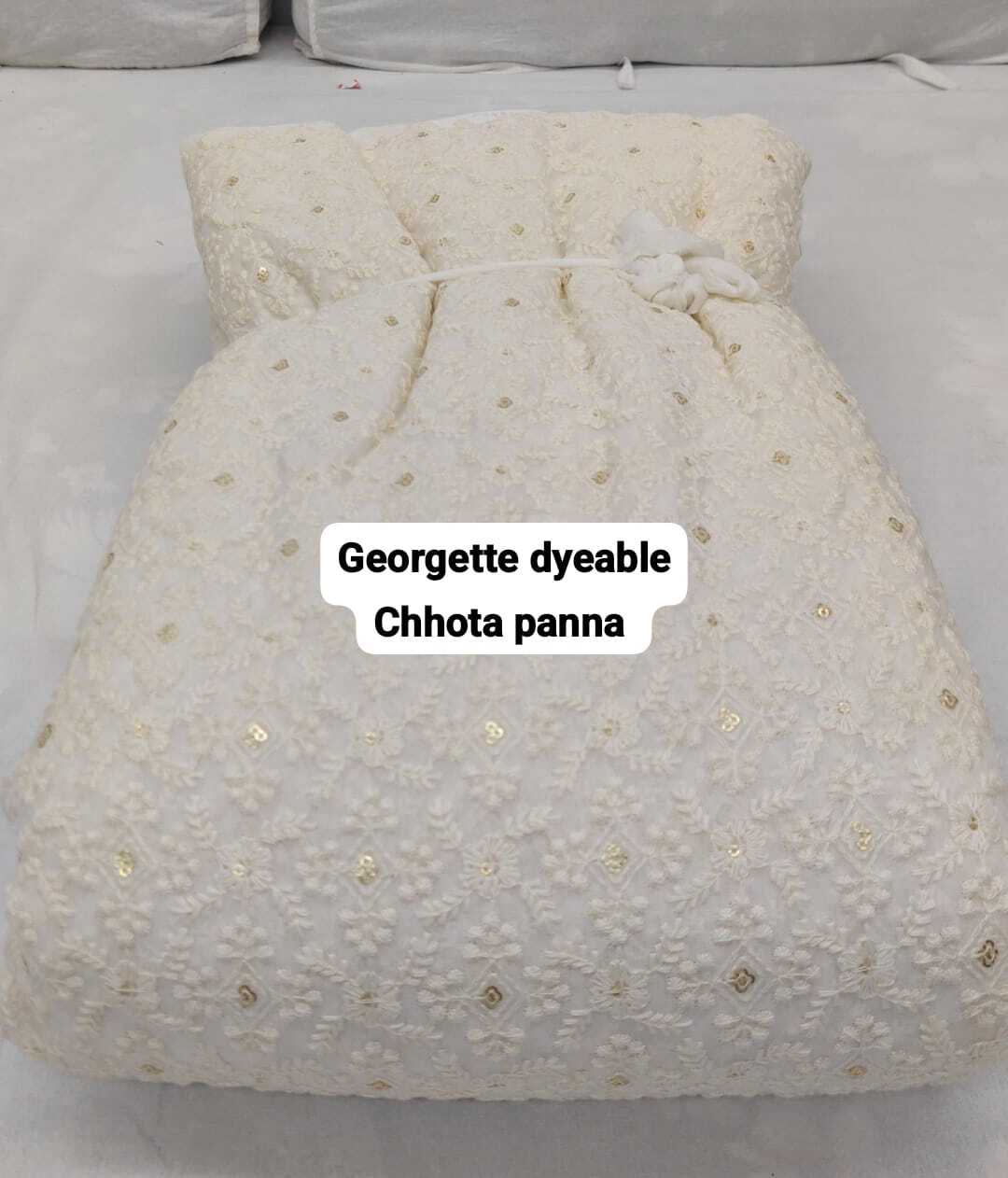 Georgette Dyeable Fabric - Embroidery, 44 Panna Size, Many Colours Including White | Smooth Texture, Party Wear Suitable For Summers, Machine Washable