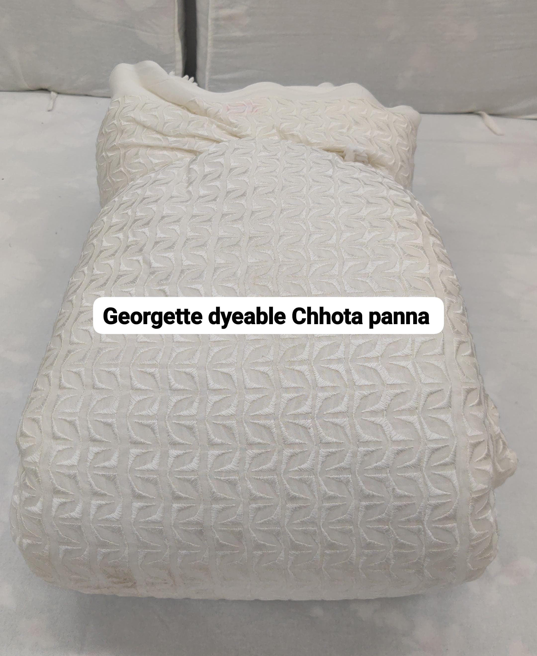 Georgette Dyeable Fabric - Embroidery, 44 Panna Size, Many Colours Including White | Smooth Texture, Party Wear Suitable For Summers, Machine Washable
