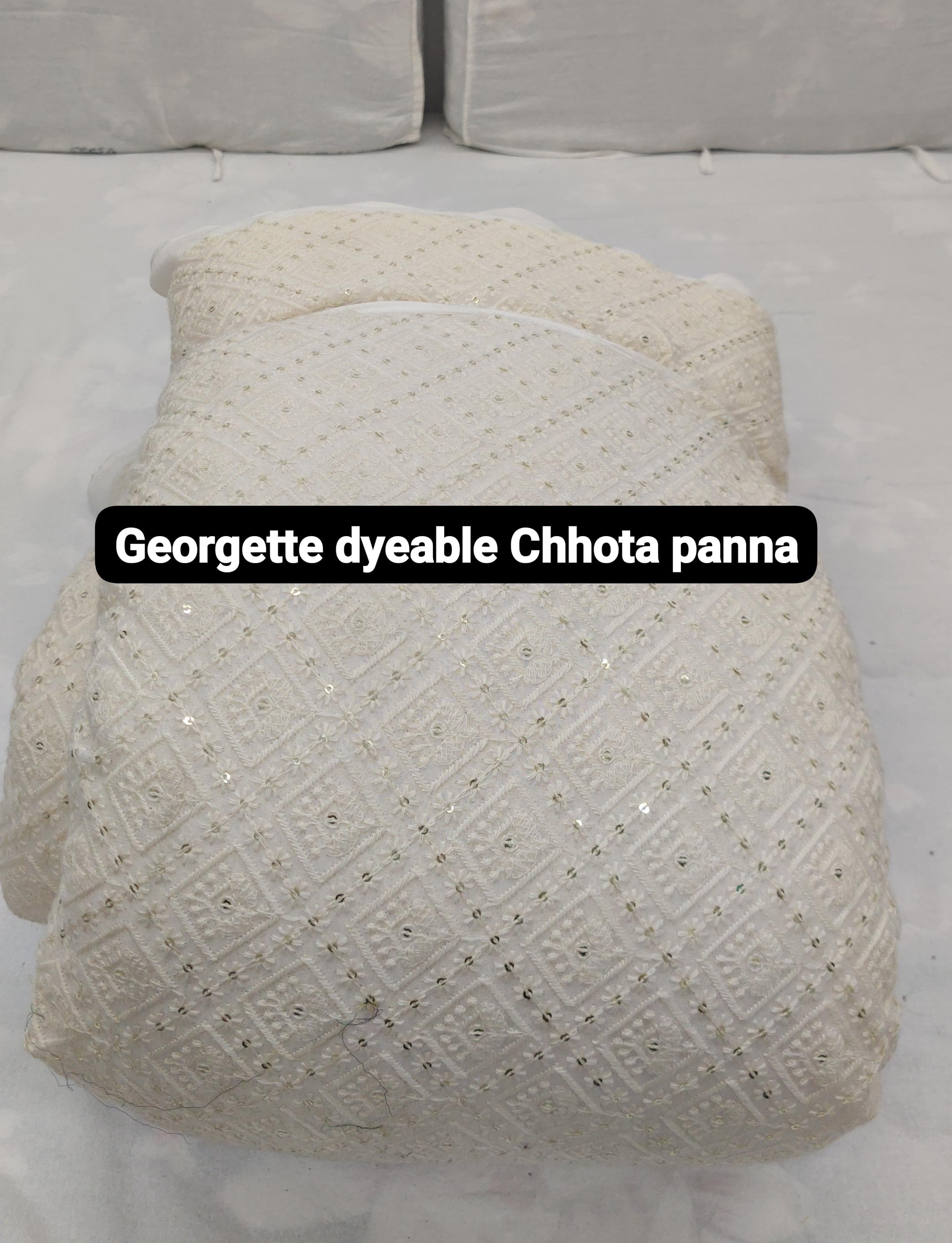 Georgette Dyeable Fabric - Embroidery, 44 Panna Size, Many Colours Including White | Smooth Texture, Party Wear Suitable For Summers, Machine Washable
