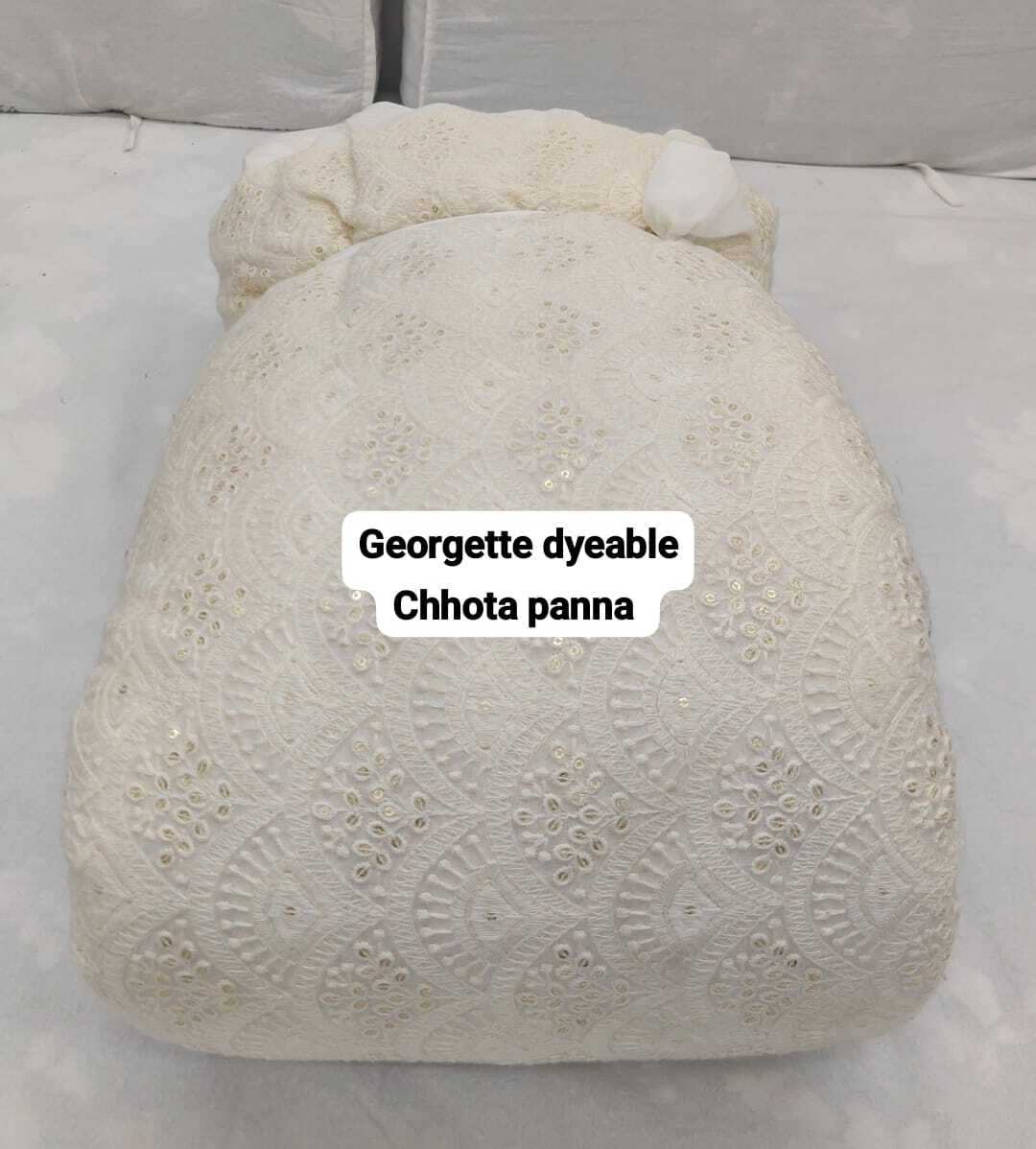 Georgette Dyeable Fabric - Embroidery, 44 Panna Size, Many Colours Including White | Smooth Texture, Party Wear Suitable For Summers, Machine Washable