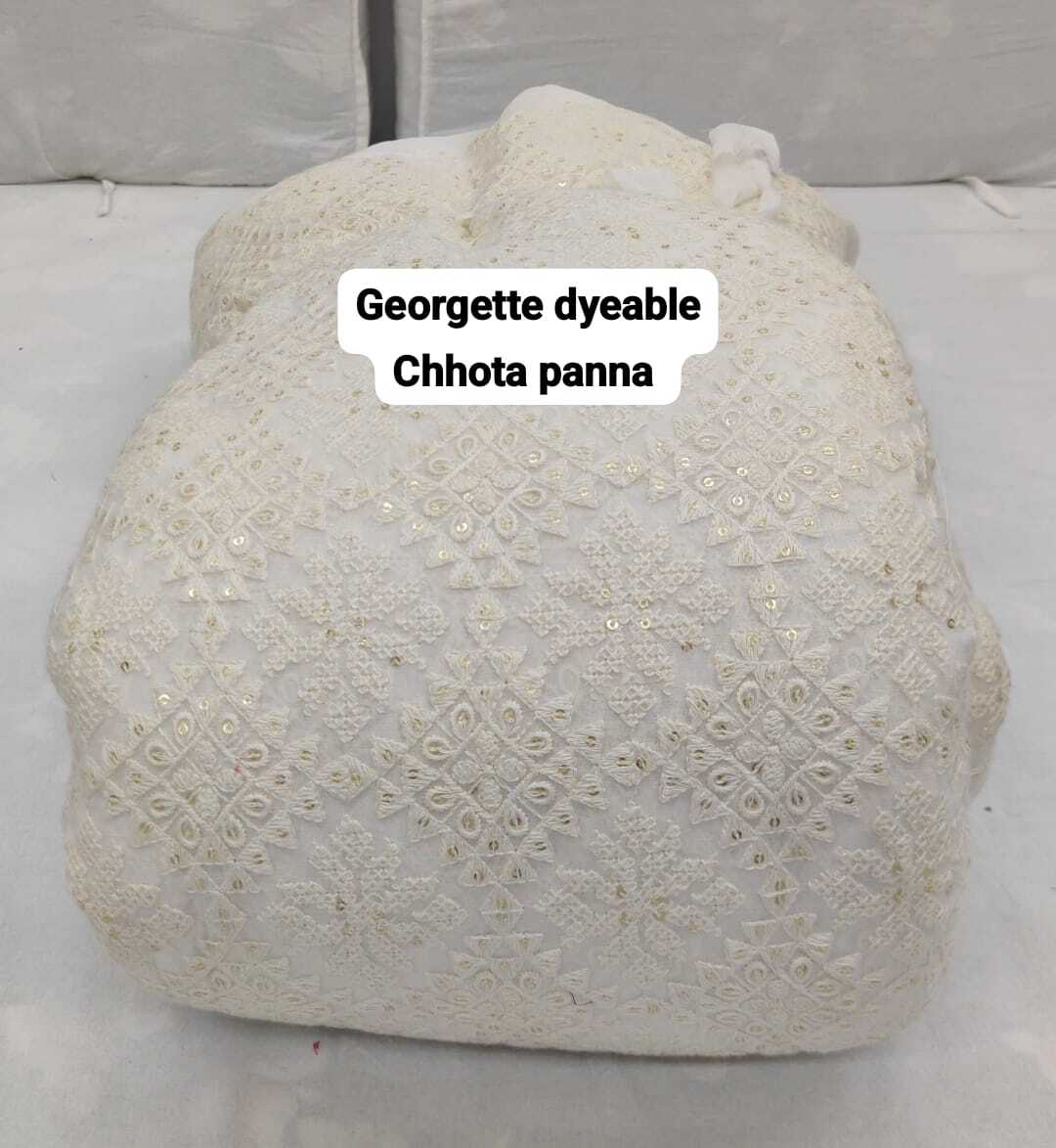 Georgette Dyeable Fabric - Embroidery, 44 Panna Size, Many Colours Including White | Smooth Texture, Party Wear Suitable For Summers, Machine Washable