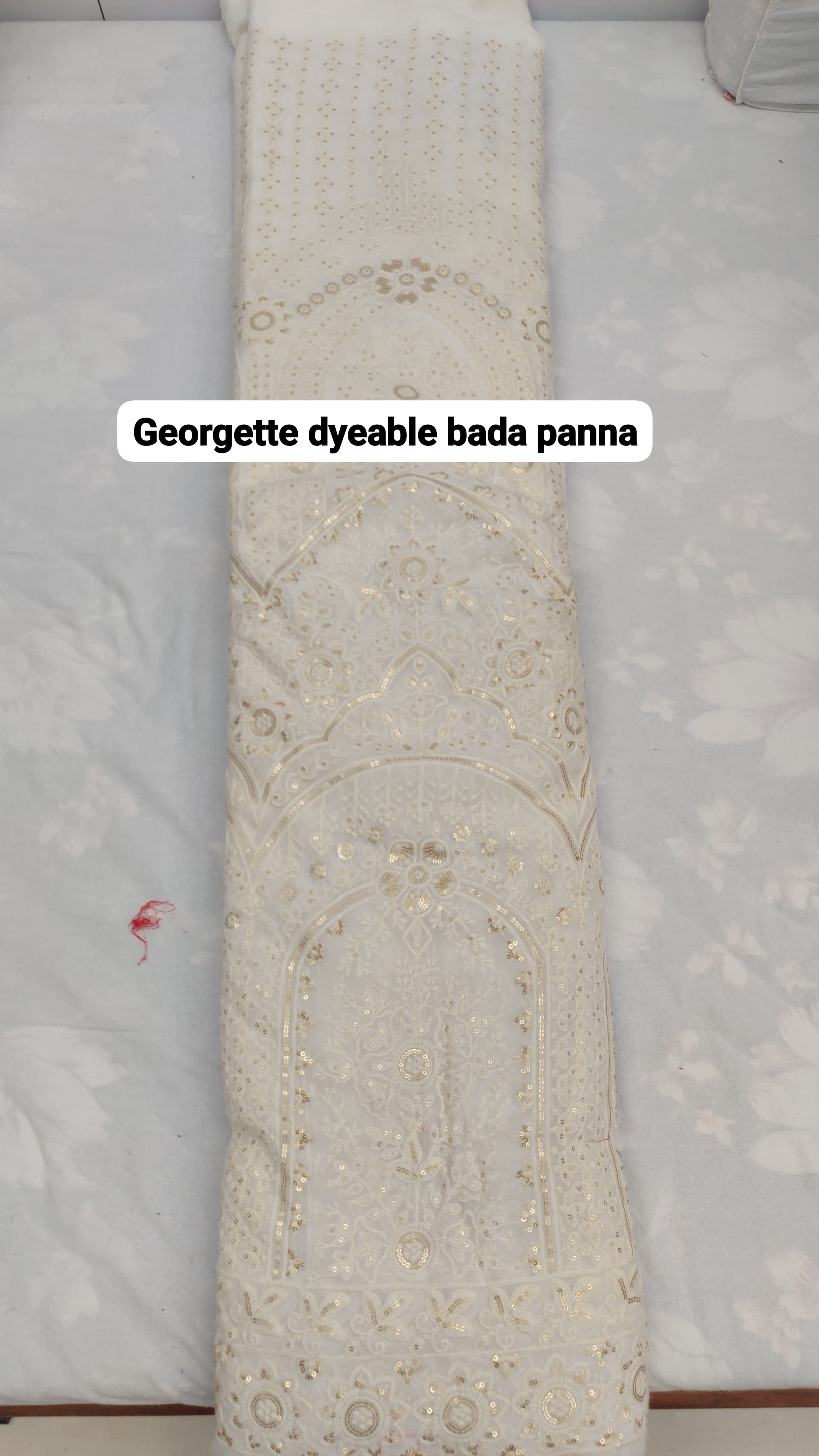 Georgette Dyeable Fabric - Embroidered, 58 Inch Width, Pure White | Smooth, Washable, Ideal For Summer Party Wear, Suit, Kurti, And Dress Material