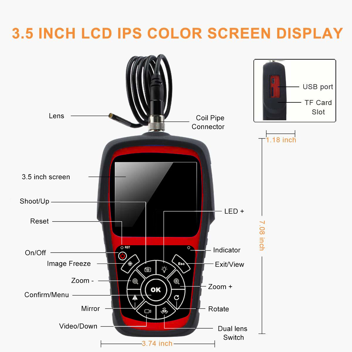 Red Or Customized Fhd Videoscope (Th500)