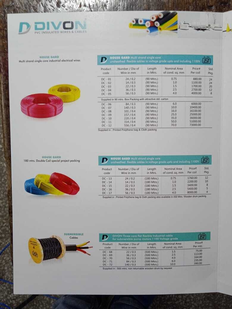 Divon Fr Pvc Low Cable - 90m Length, 1.5 Sqmm Single Core Yellow Copper Insulated Wire, Durable And High-quality
