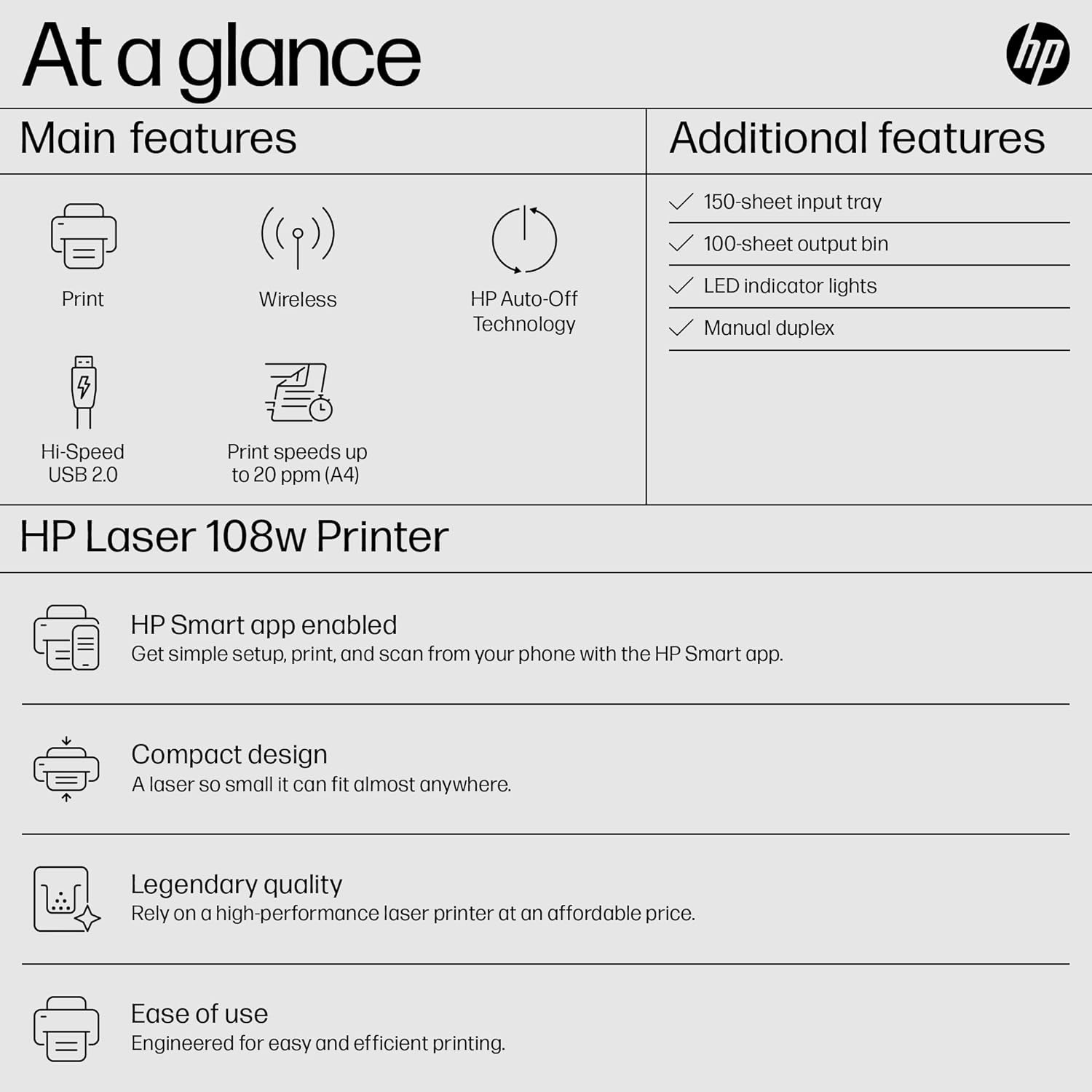 Hp Laserjet P1108 - Monochrome Laser Printer, 18 Ppm Print Speed | Ideal For Home & Small Office, 1500 Page Yield, Manual Duplex Printing