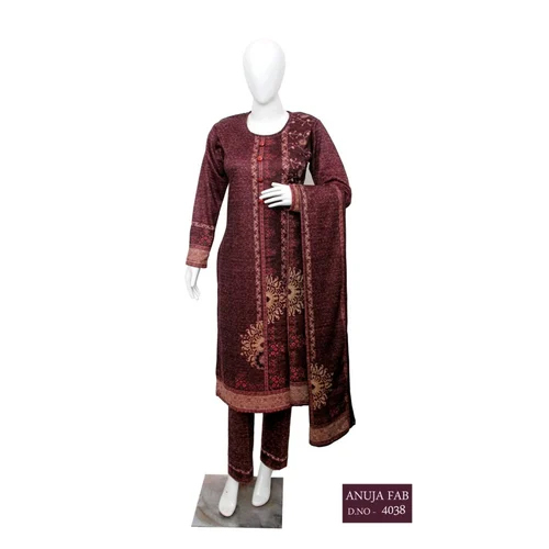 Marron Ladies Maroon Printed Suit Set