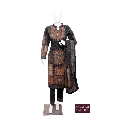 Woolen Ladies Multicolor Printed Suit Set