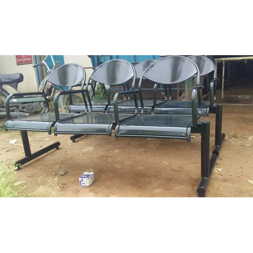 3 Seater Hospital Waiting Chair - Aluminum & Steel, Adjustable Height, Durable & Eco-Friendly Design, Perfect for Commercial Use