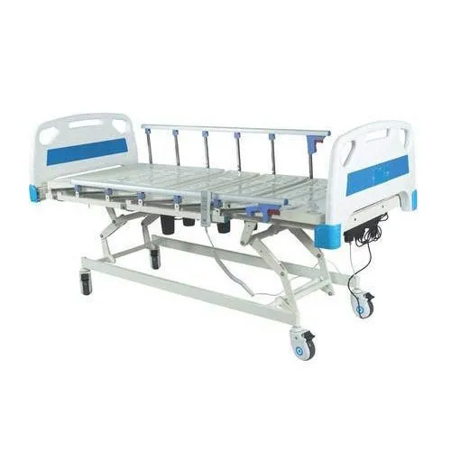 Five Functional Electric ICU Bed - Stainless Steel, White Color, 4 Adjustable Foldable Sections | Durable, Portable, Electric Power System