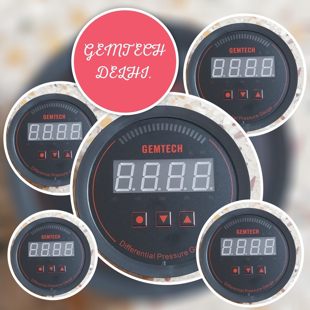 Gemtech Series 3000 Digital Pressure Gauge - Abs Engineering Plastic, 4 Inch Diameter, Black Color | High Precision Measurement, Zero Calibration, Widely Applicable In Industrial Settings