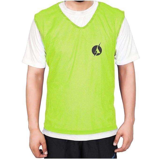 Sas Sports Football Bibs Set Of 12 - 100% Polyester Mesh Fabric, 28 X 25 X 12 Cm, Fluro Green, Lightweight Breathable Vests For Various Sports