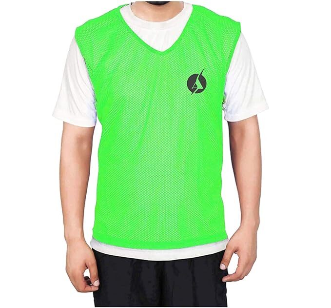 Sas Sports Football Bibs Green Set Of 6 (Xl) - Polyester Mesh 28x5x25 Cm | Lightweight Breathable Waterproof Scrimmage Vests