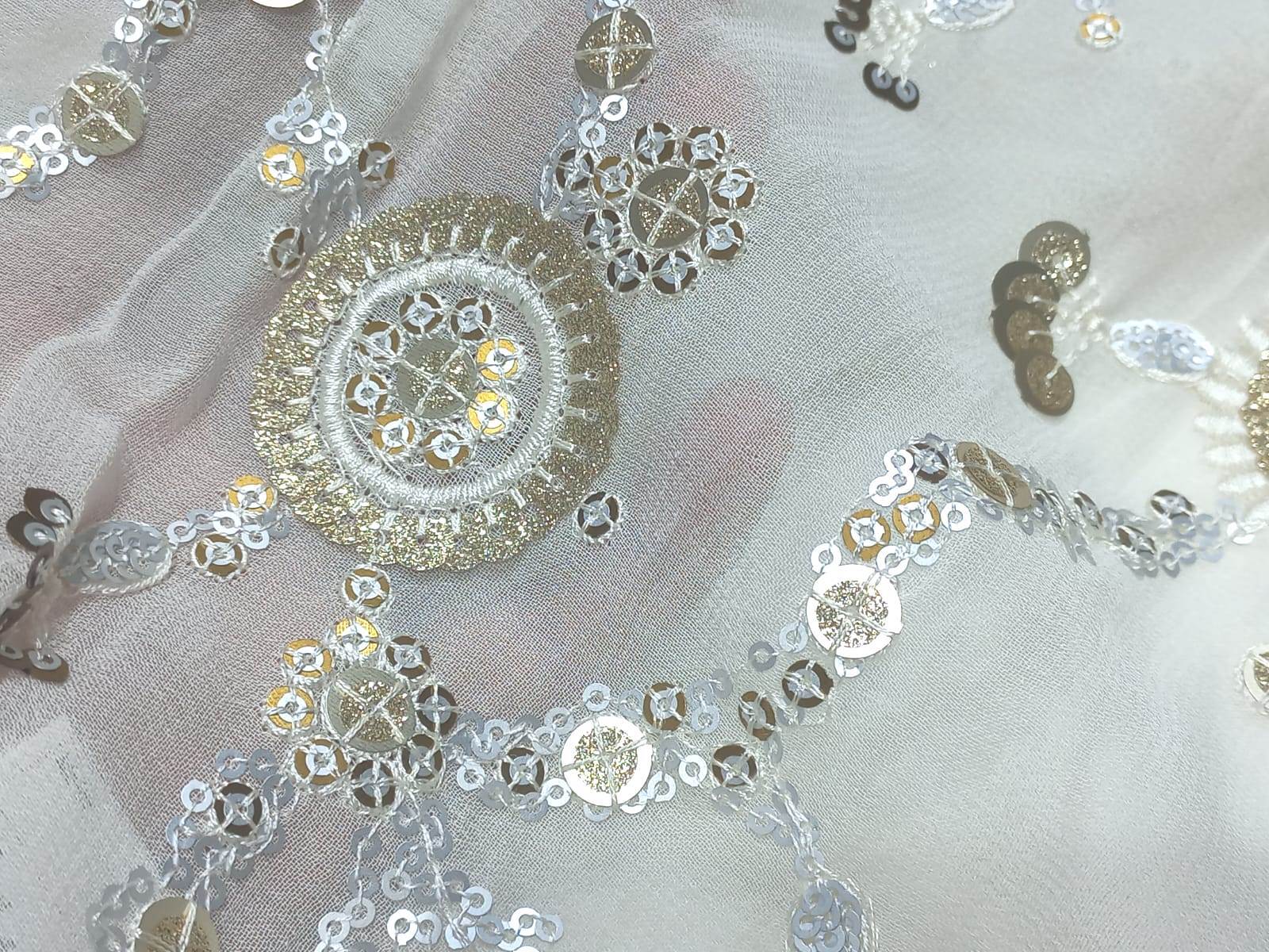 Sequin Fabric For Ladies Garment Online - Attributes: Washable
