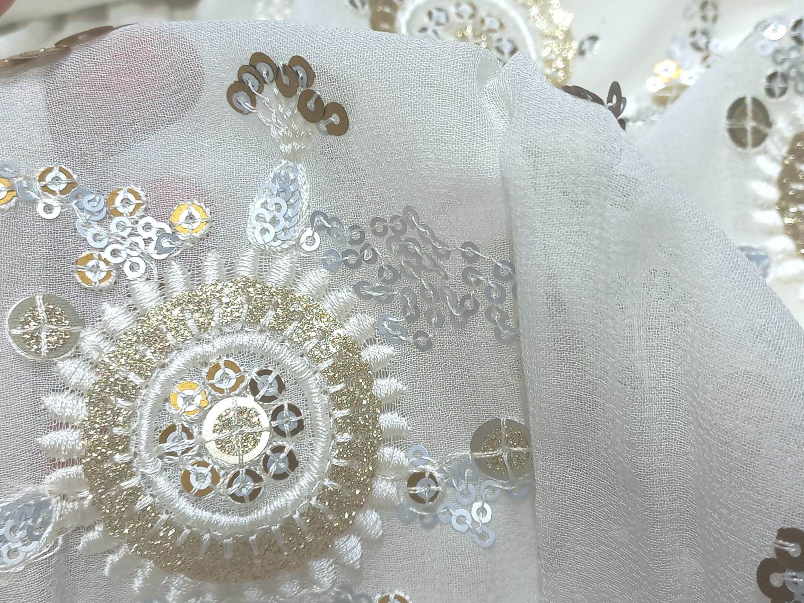 Sequin Fabric For Ladies Garment Online - Attributes: Washable