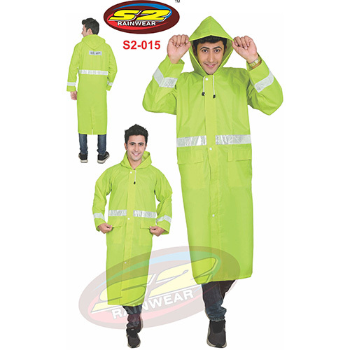Rain Suit - Pu Polyester Fabric, Free Size, Fluorescent Orange/green/yellow | Waterproof, High Visibility Reflective Tape, Multi-pocketed Design, Hood With Drawstring Closure, Velcro Cuffs, Lightweight