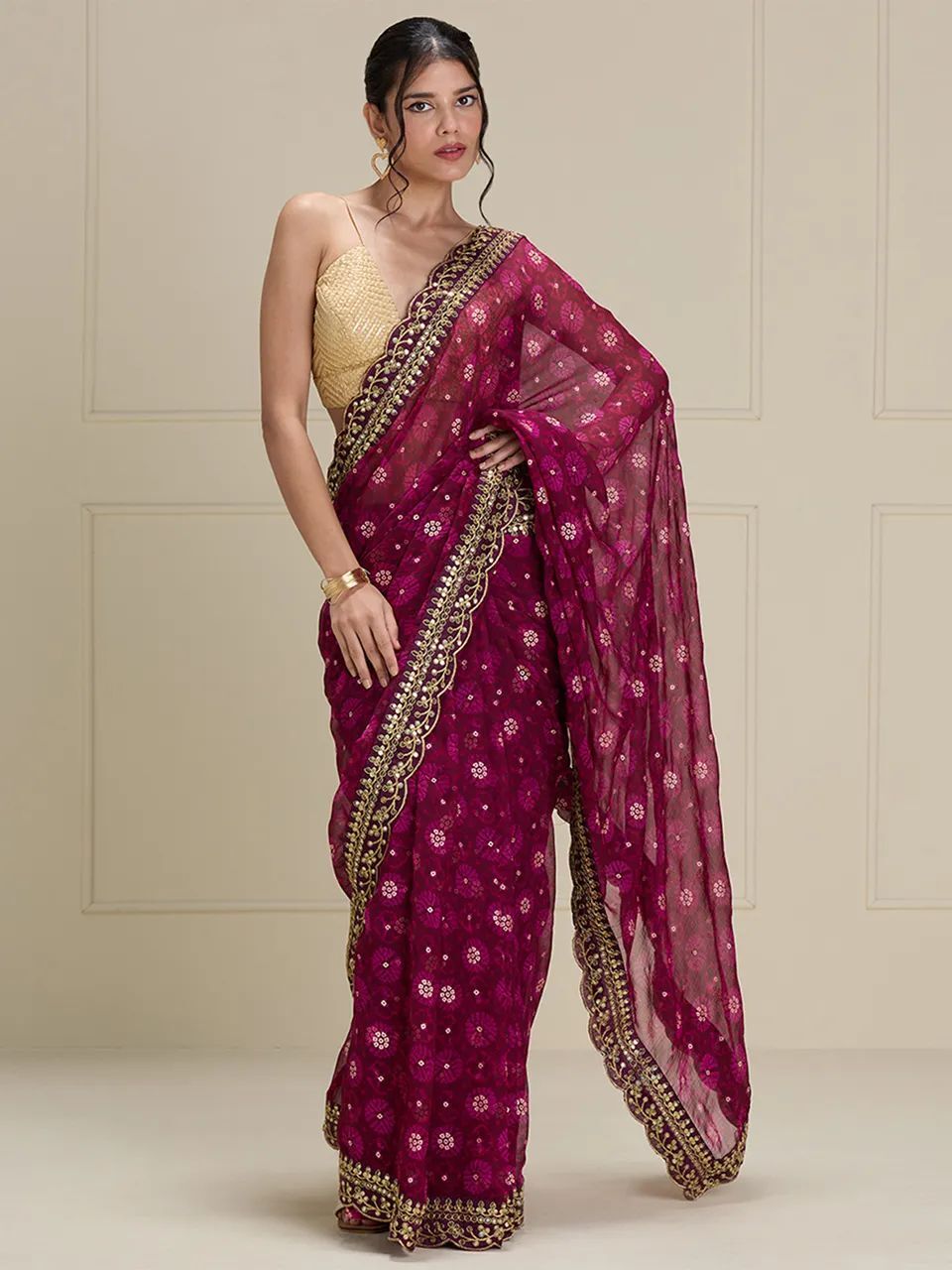 Georgette Chiffon Saree - Luxurious Lightweight Fabric, Elegant Draping Design, Vibrant Colors