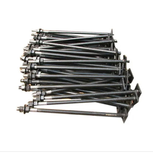 Plate Weld Type Foundation Bolt - Dark Gray, Powder Coated Finish for Industrial Applications