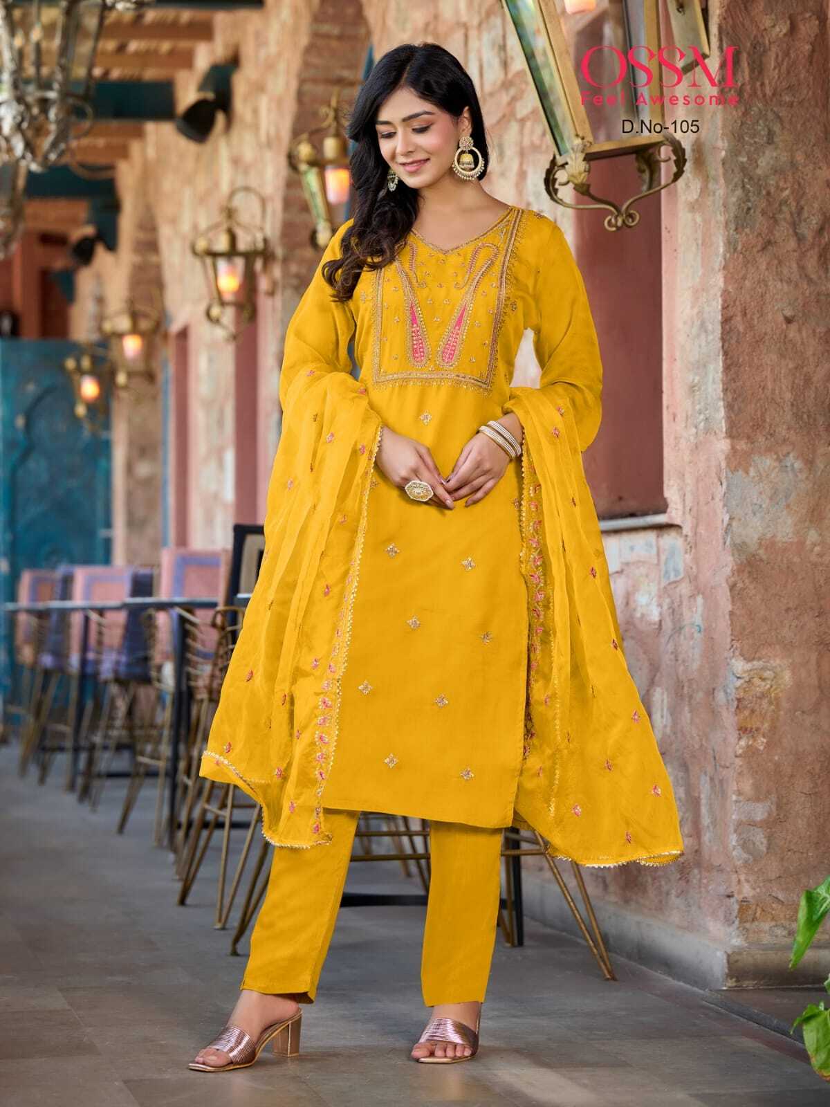 Kurti With Bottom - Viscose Premium Organza With Heavy Embroidery, 3/4th Sleeves, Heavy Santoon Bottom, Embroidered Organza Dupatta, 5 Designs