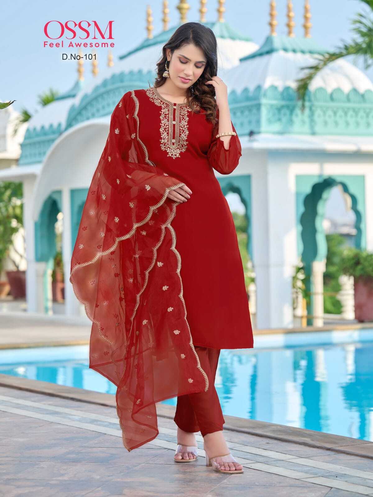 Kurti With Bottom - Viscose Premium Organza With Heavy Embroidery, 3/4th Sleeves, Heavy Santoon Bottom, Embroidered Organza Dupatta, 5 Designs