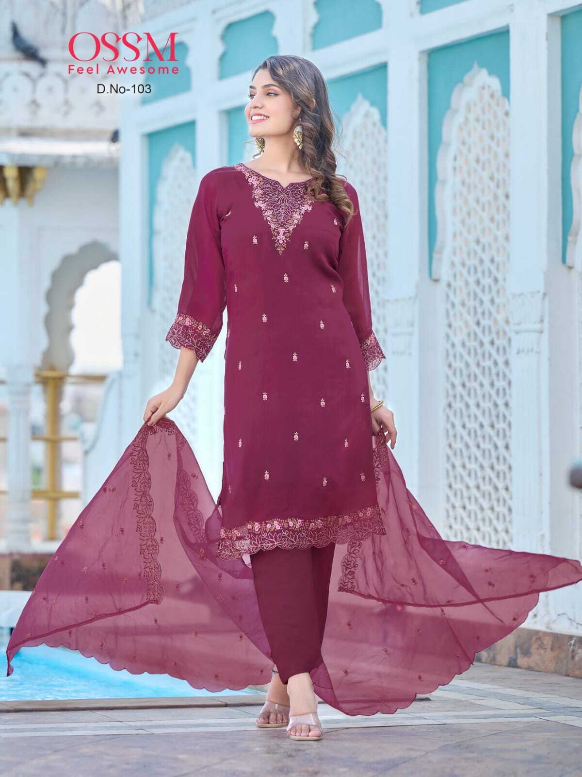 Kurti With Bottom - Viscose Premium Organza With Heavy Embroidery, 3/4th Sleeves, Heavy Santoon Bottom, Embroidered Organza Dupatta, 5 Designs