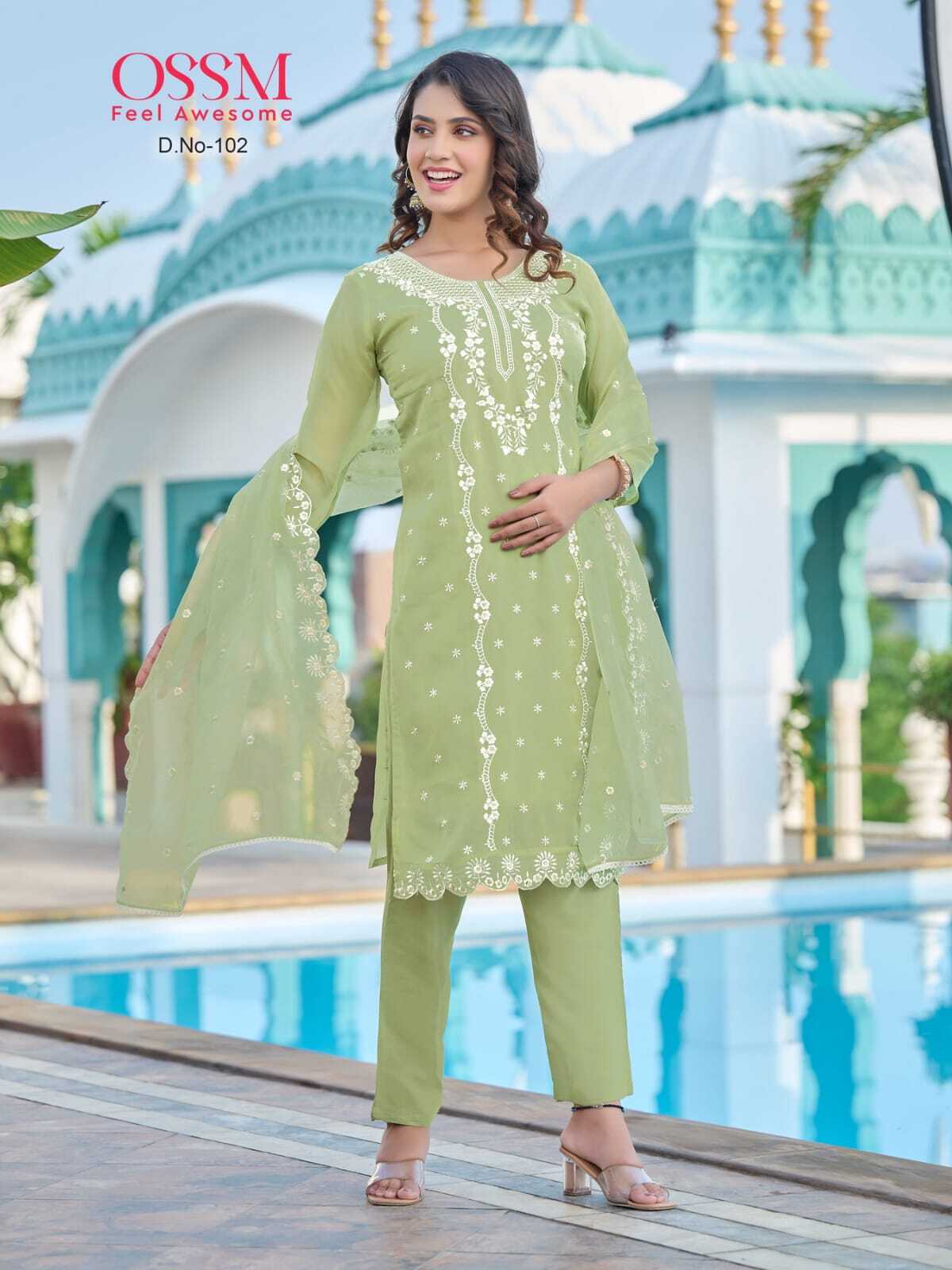 Kurti With Bottom - Viscose Premium Organza With Heavy Embroidery, 3/4th Sleeves, Heavy Santoon Bottom, Embroidered Organza Dupatta, 5 Designs