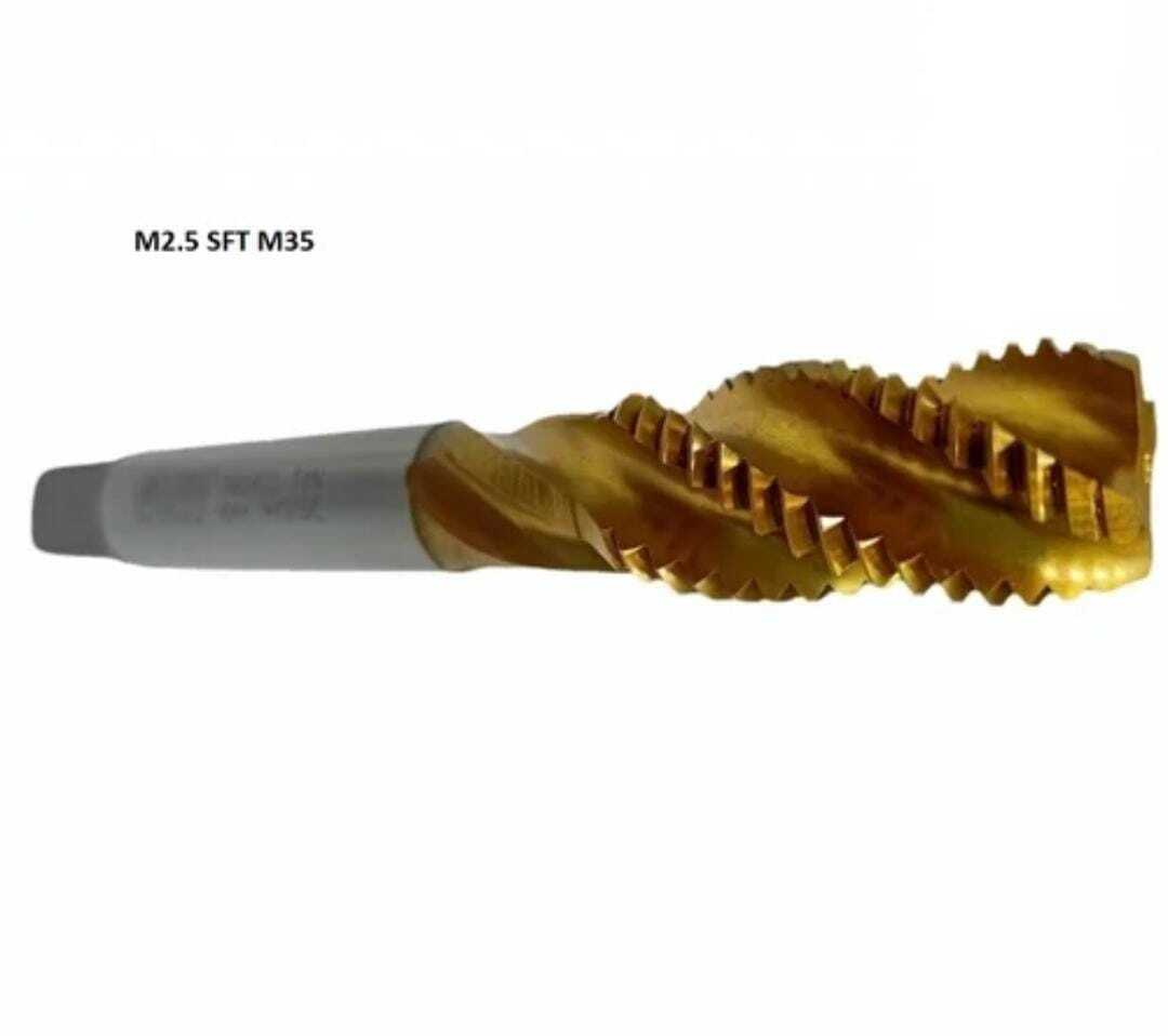 M2.5 Sft M35 Hss-e Tin Coated - M35 High Speed Steel, Silver And Gold Finish | Cnc Machine Compatible, Ideal For Hard Steel Processing