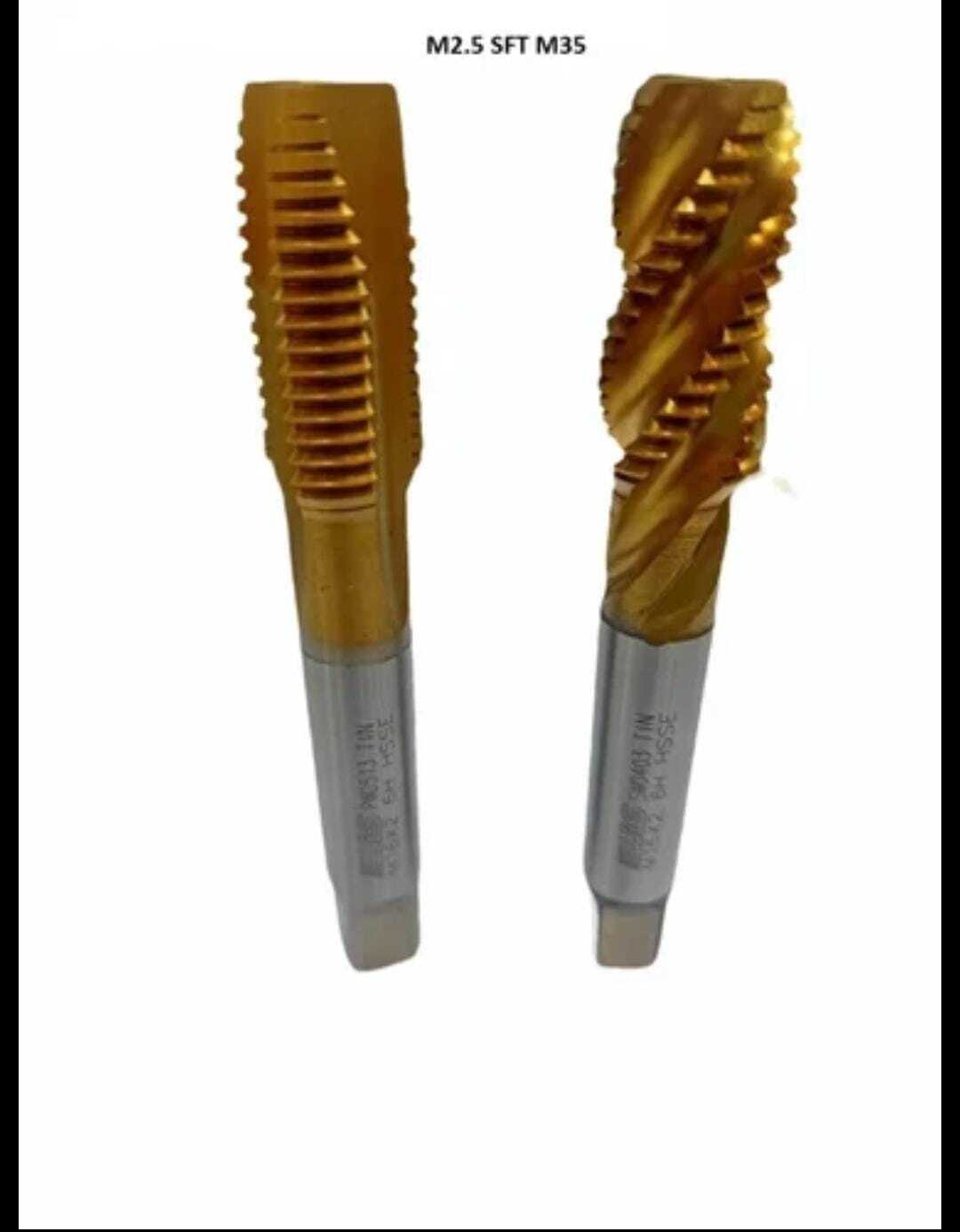 M2.5 Sft M35 Hss-e Tin Coated - M35 High Speed Steel, Silver And Gold Finish | Cnc Machine Compatible, Ideal For Hard Steel Processing