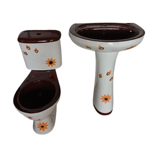 Ceramic Sanitary Ware Decor Four Piece Set - Color: Brown